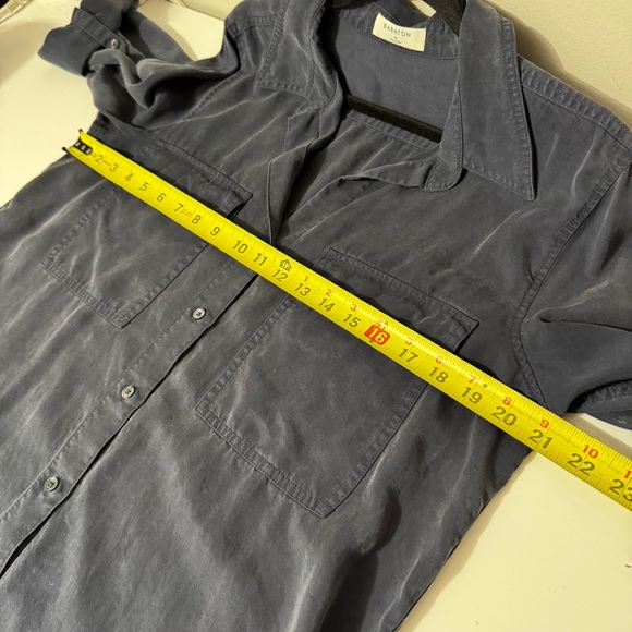Babaton Aritzia Midnight Blue Button-Down silky minimalist Shirt medium - Picture 4 of 5